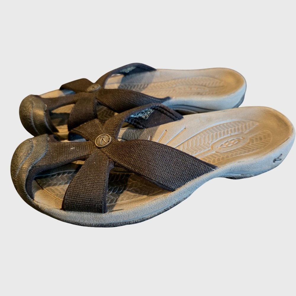 Keen Coronado Slide Black Canvas Toe Guard Sandals Womens 8.5 SM 0209